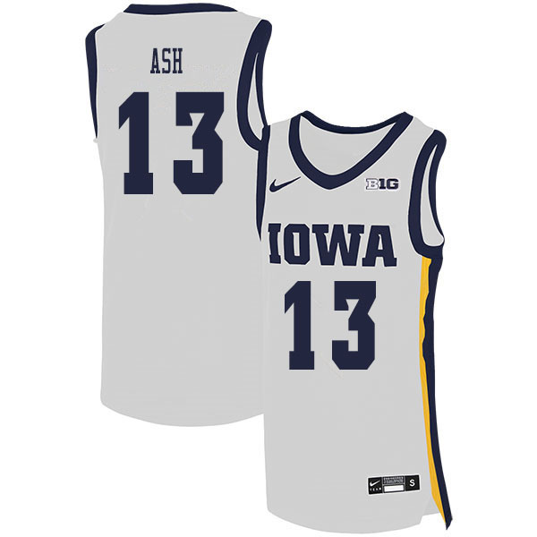 2020 Men #13 Austin Ash Iowa Hawkeyes College Basketball Jerseys Sale-White - Click Image to Close